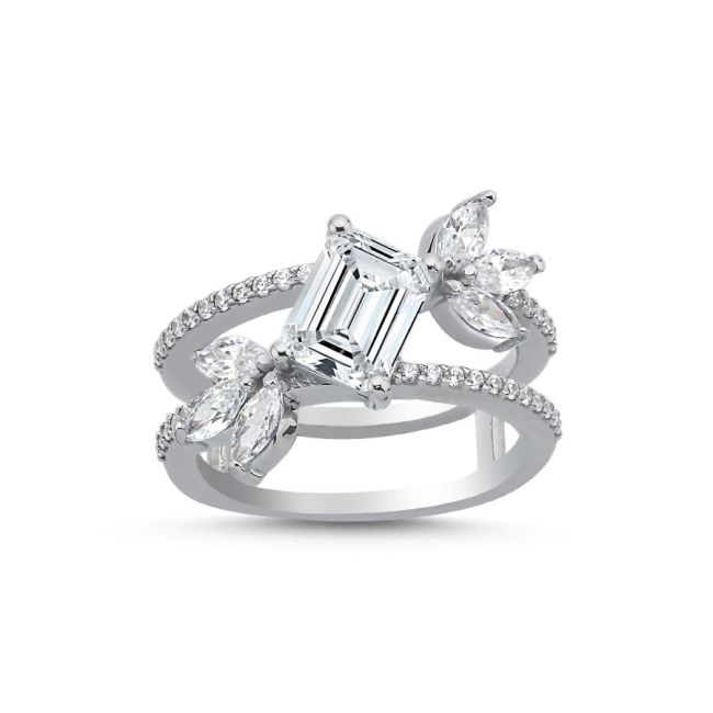 Lidia Baguette Stone Women's Silver Ring - 1