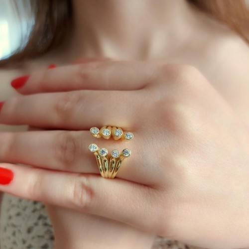 Lydia Stone Gold Silver Women's Ring - CNG Jewels (1)