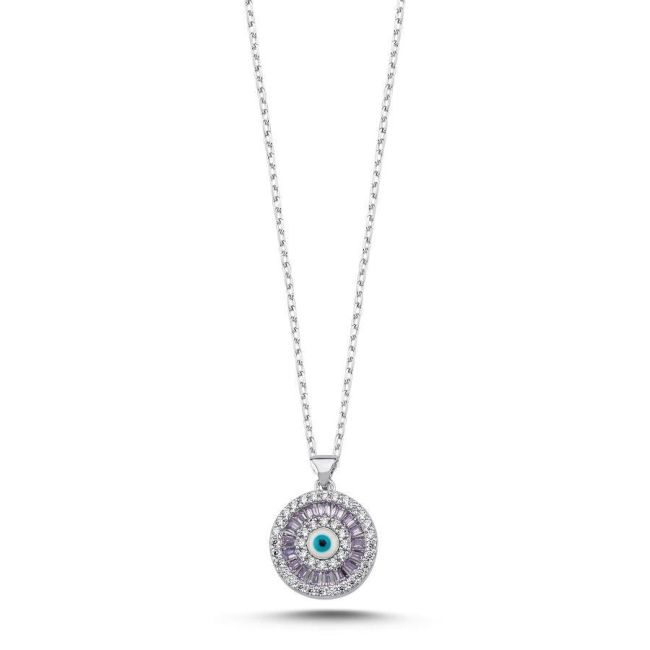 Lila Baguette Eye Silver Women's Necklace
