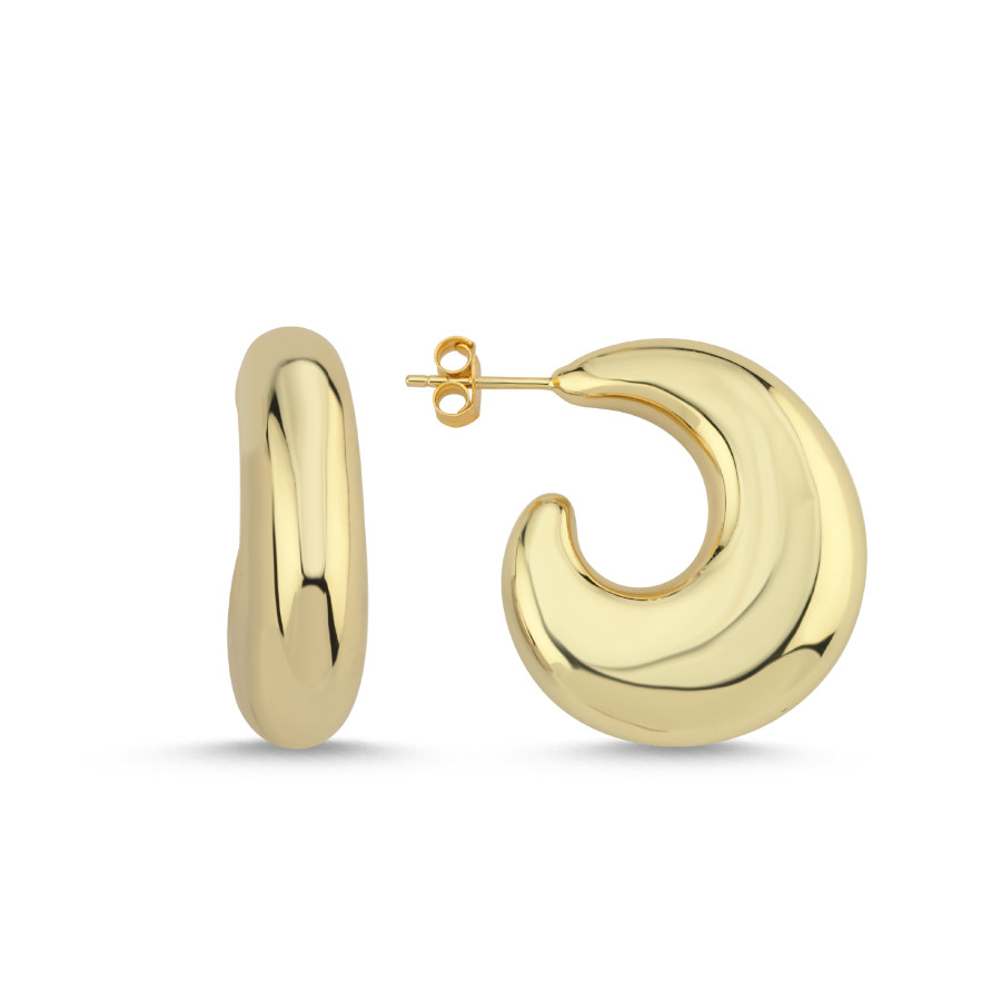 Lili Gold Kalın C Halka Gümüş Küpe - CNG Jewels