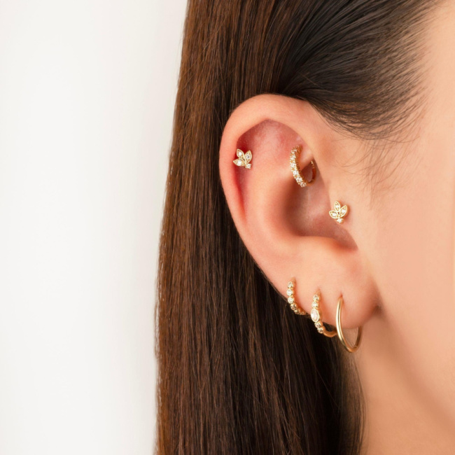 Lotus Flower Gold Tragus Piercing - 2