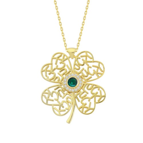 Lucy Clover Green Silver Women's Necklace - CNG Jewels