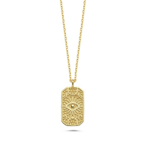 Medallion Eyelash Women's Silver Necklace - CNG Jewels