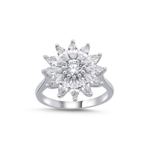 Marquise Sunflower Women's Silver Ring - 1