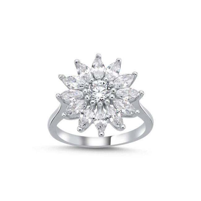 Marquise Sunflower Women's Silver Ring - 1