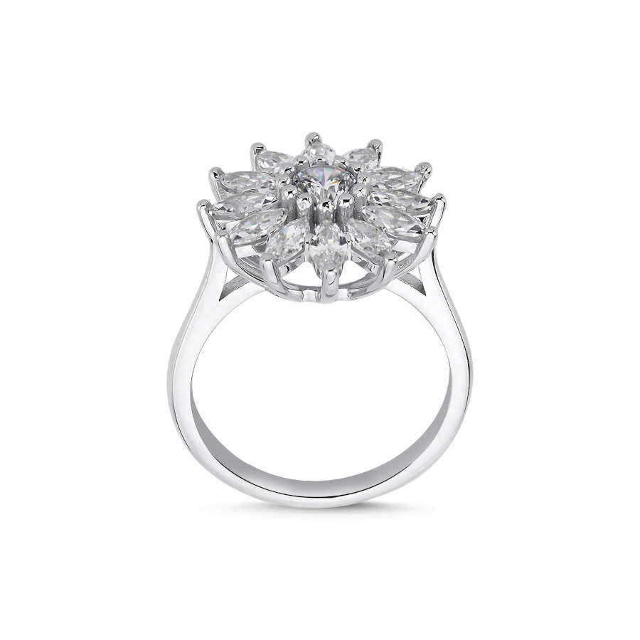 Marquise Sunflower Women's Silver Ring - CNG Jewels (1)