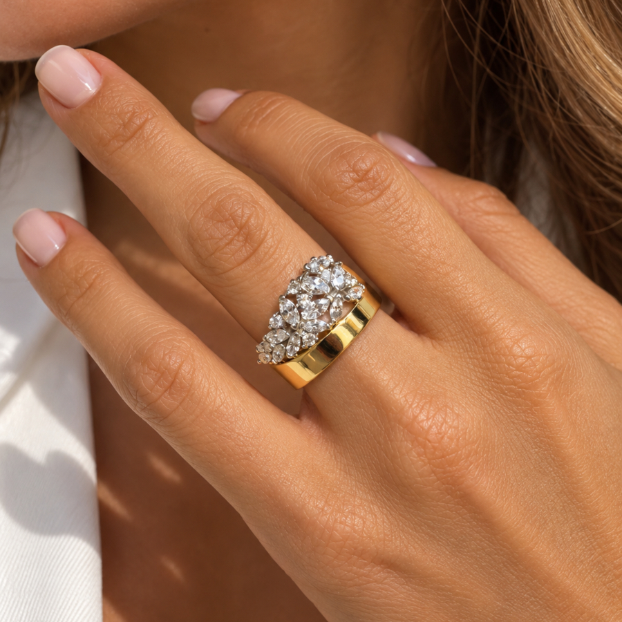Marquise Flower Women's Silver Ring - CNG Jewels (1)