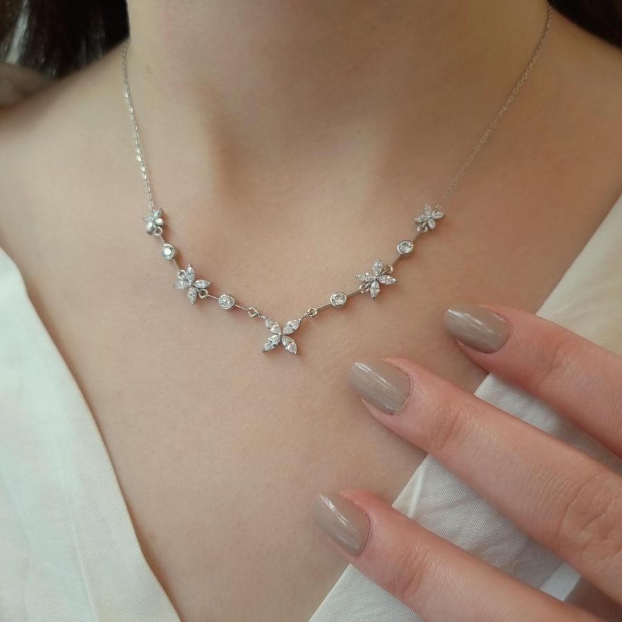 Marquise Rose Silver Women's Necklace - CNG Jewels (1)