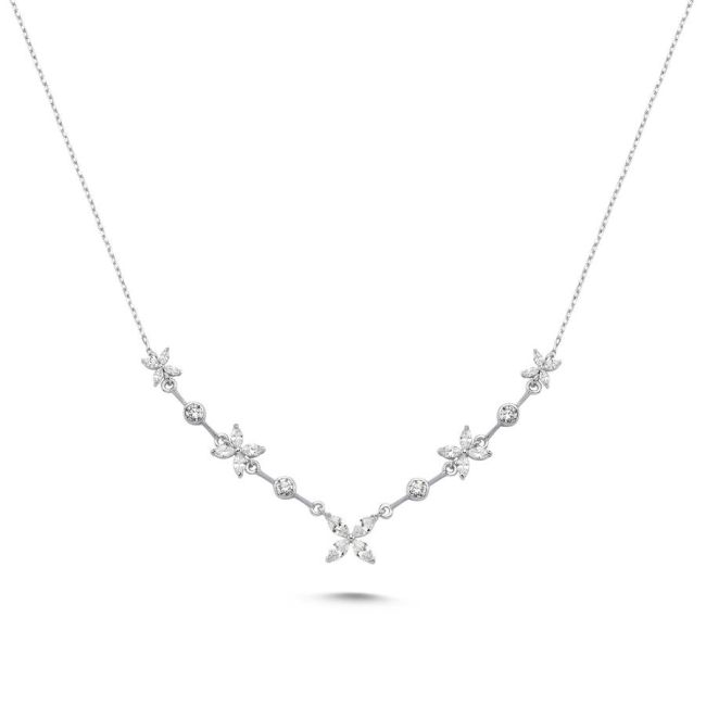 Marquise Rose Silver Women's Necklace - 1