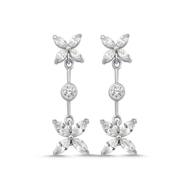 Marquise Roza Silver Women's Earrings - 1