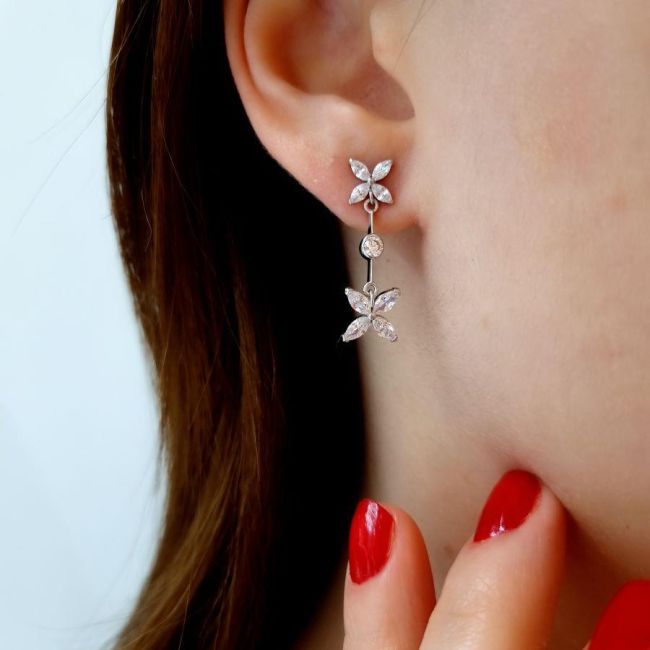 Marquise Roza Silver Women's Earrings - 2