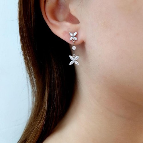 Marquise Roza Silver Women's Earrings - 3
