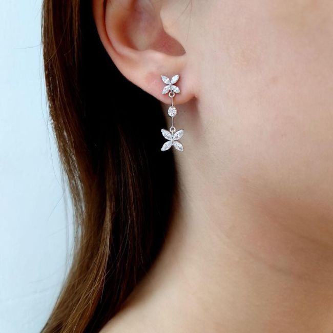 Marquise Roza Silver Women's Earrings - 3