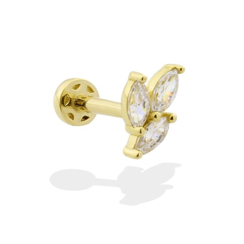 Marquise Leaf Gold Tragus Piercing - 1
