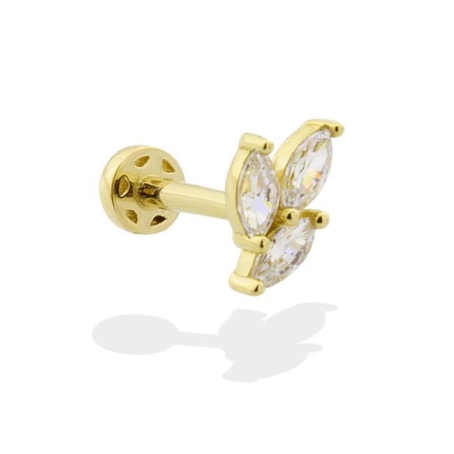 Marquise Leaf Gold Tragus Piercing - 1