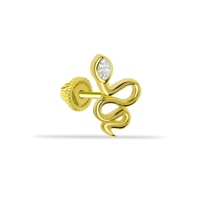 Marquise Stone Snake Gold Helix Piercing - 1