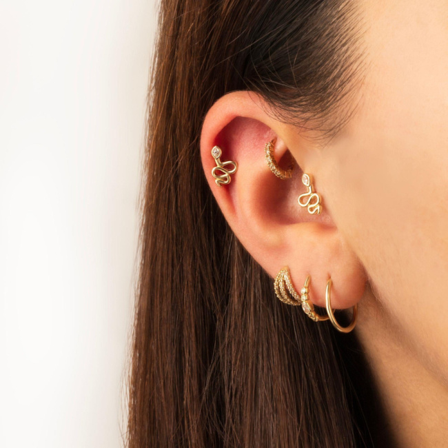 Marquise Stone Snake Gold Helix Piercing - 2