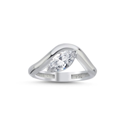 Marquise Solitaire Women's Silver Ring - CNG Jewels