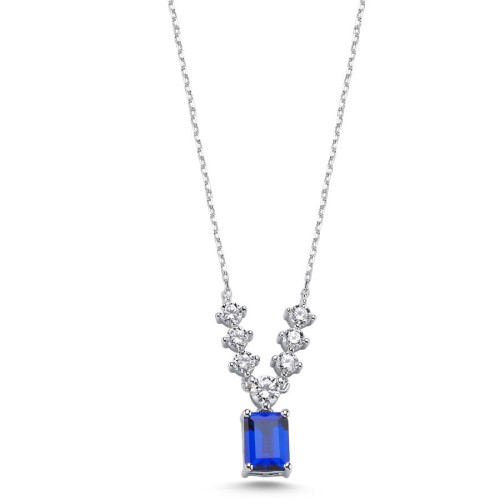Blue Baguette Carmen Silver Women's Necklace 