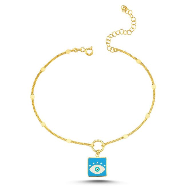Blue Charm Evil Eyelu Gold Silver Anklet