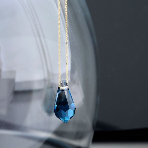 Blue Swarovski Crystal Gold Necklace - 3