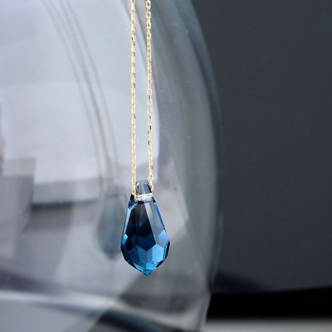 Blue Swarovski Crystal Gold Necklace - 3