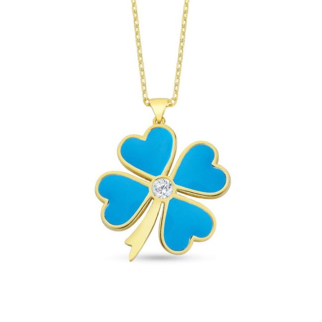 Blue Clover Silver Women's Necklace