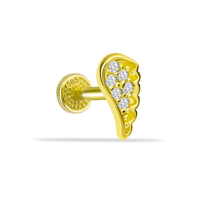 Melek Kanadı Altın Tragus Piercing - 1