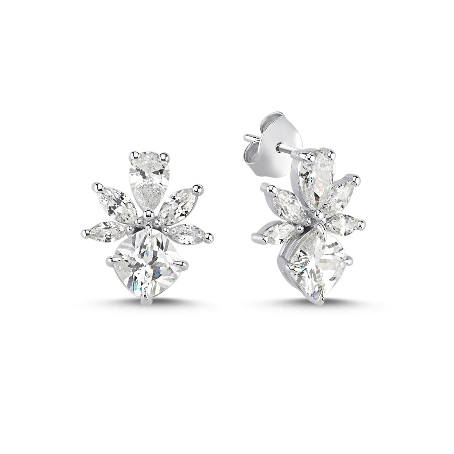 Silver Women's Earrings with Mercury Drop Marquise Stone - CNG Jewels