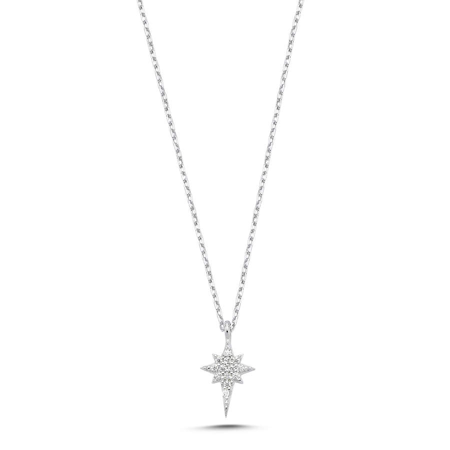 Minik Taşlı Kutup Yıldızı Gümüş Kadın Kolye - CNG Jewels