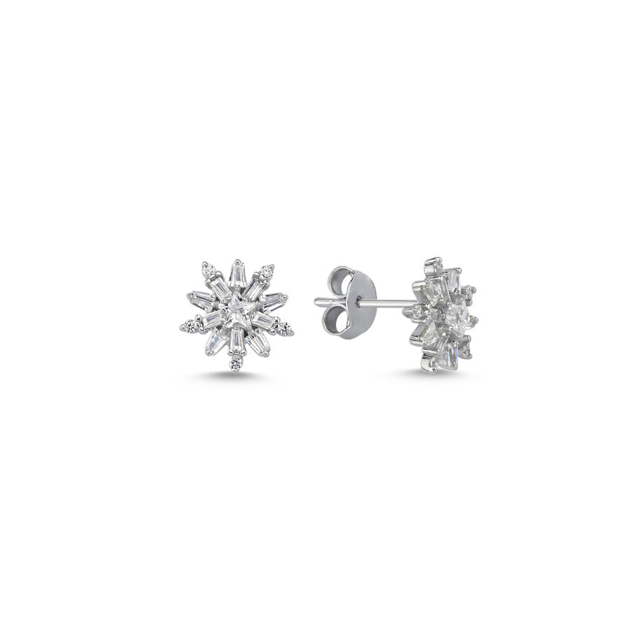 Minimal Baget Kutup Yıldızı Kadın Gümüş Küpe - CNG Jewels