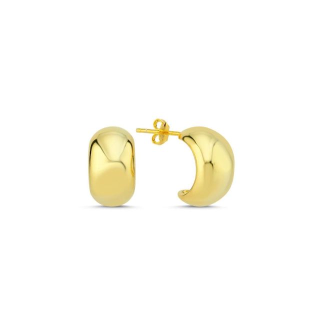 Minimal Bombe Half Hoop Gold Silver Women's Earrings - 1