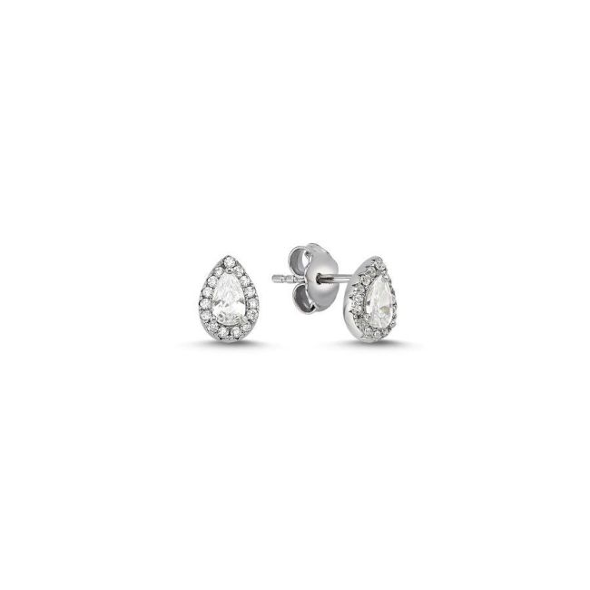 Minimal Drop Solitaire Women's Silver Earrings - 1