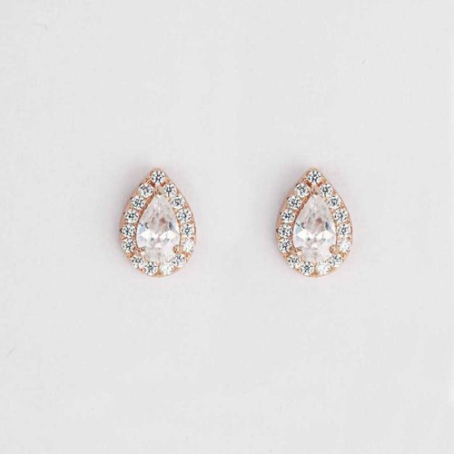 Minimal Drop Solitaire Women's Rose Silver Earrings - CNG Jewels