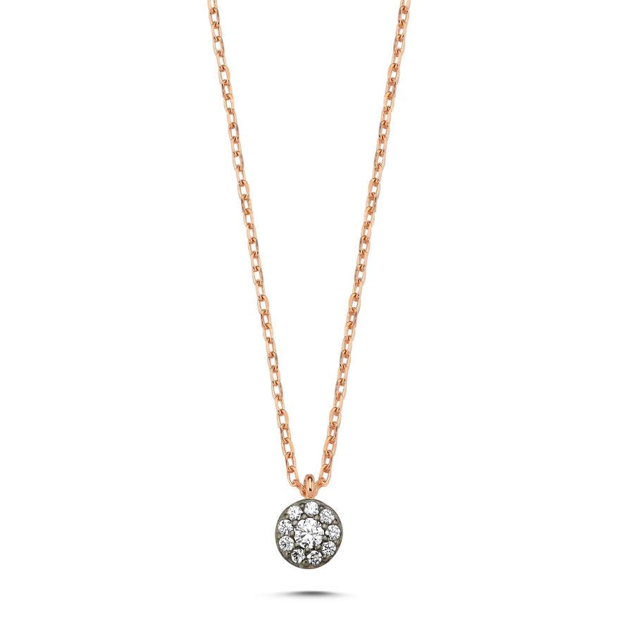 Minimal Diamond Mounted Silver Women's Necklace - CNG Jewels