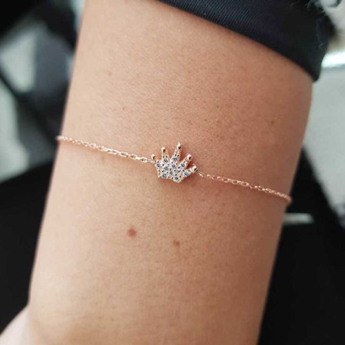 Minimal Kraliçe Tacı Rose Kadın Gümüş Bileklik - CNG Jewels