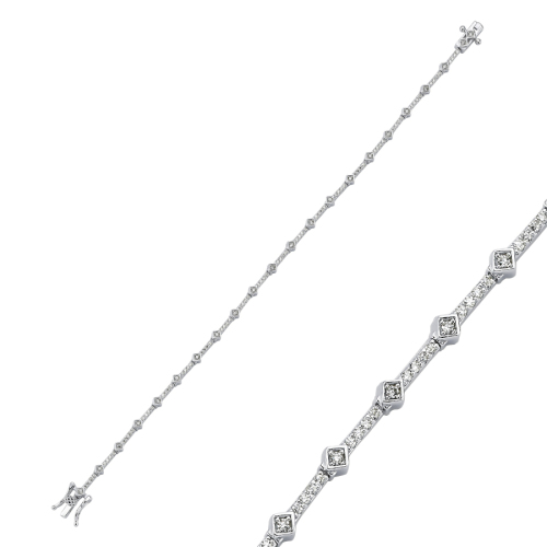Minimal Cubic Light Flood Silver Waterway Bracelet - CNG Jewels