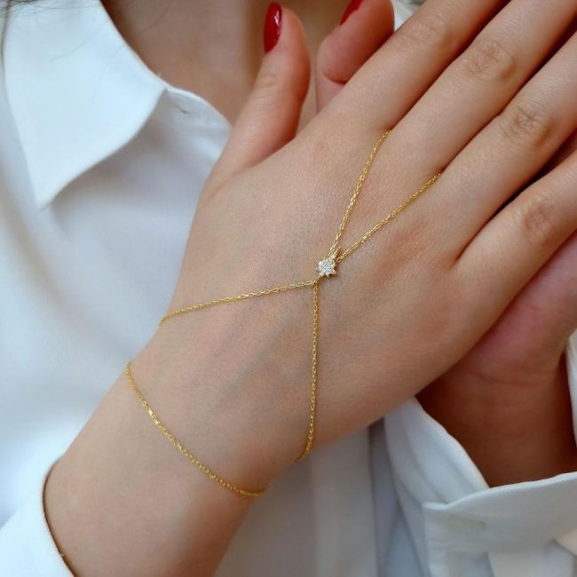 Minimal Kutup Yıldızı Gold Gümüş Şahmeran Bileklik - 2