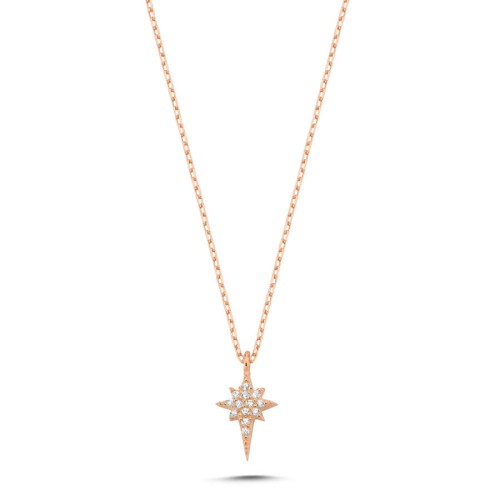Minimal North Star Rose Silver Women's Necklace 