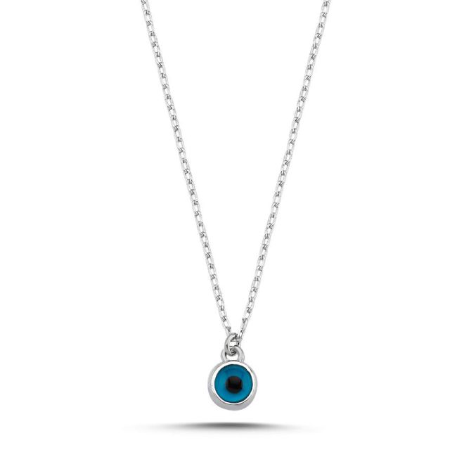 Minimal Evil Eye Bead Women's Silver Necklace - 1