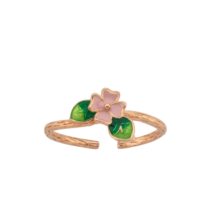 Minimal Colorful Clover Leaf Women's Silver Ring - CNG Jewels