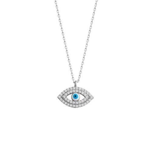 Minimal Stone Almond Eye Silver Women's Necklace - 1