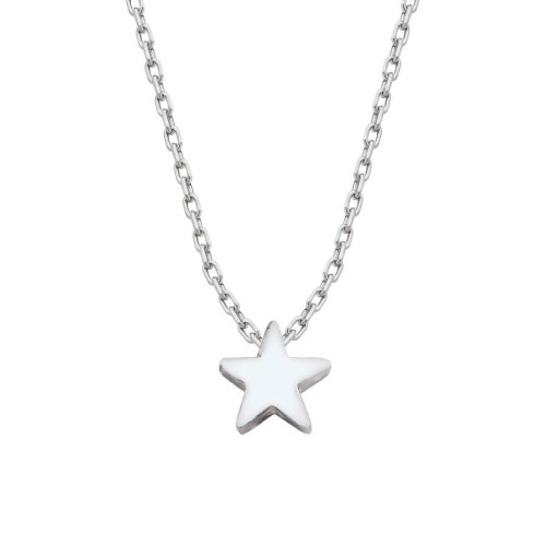 Minimal Stoneless Star Silver Women's Necklace 