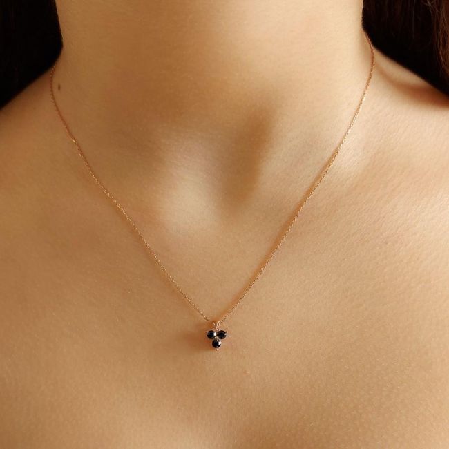 Minimal Tria Rose Silver Women's Necklace - 2
