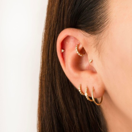 Minimal Triangle Gold Helix Earrings - 2