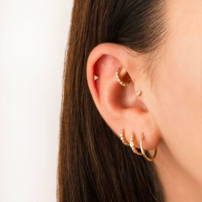 Minimal Triangle Gold Helix Earrings - 2