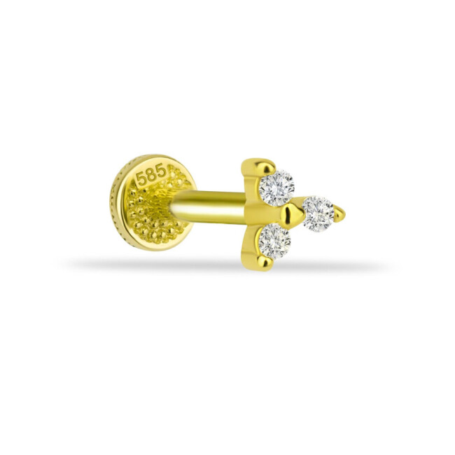 Minimal Tria Stone Gold Tragus Piercing - 1