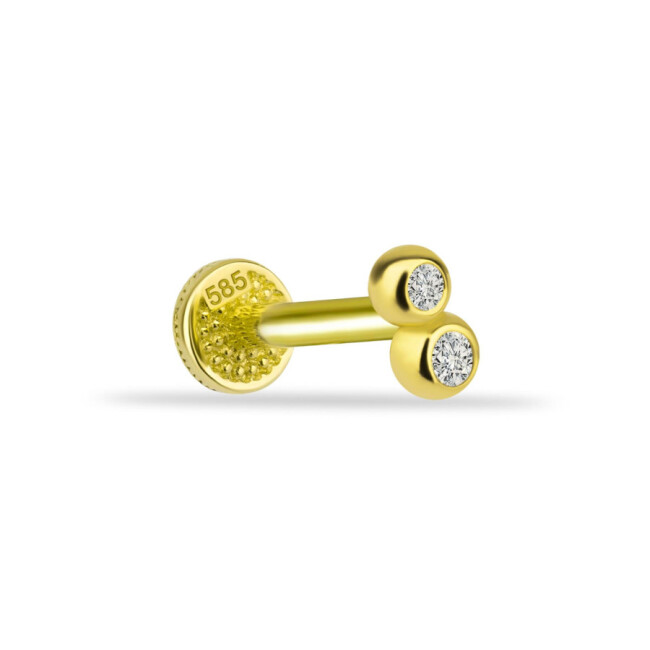 Minimal Twin Stone Gold Tragus Piercing - 1