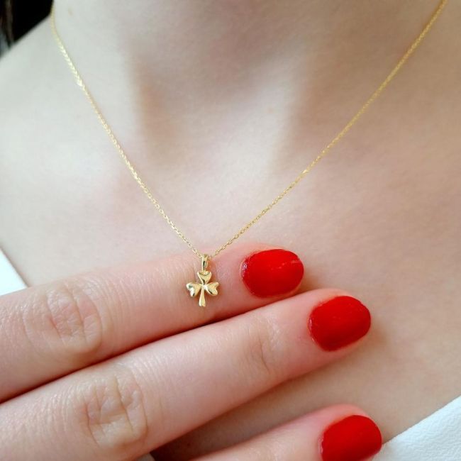 Minimal Yonca Gold Gümüş Kadın Kolye - 3