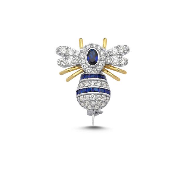 Jewelry Model Sapphire Bee Silver Brooch - 1